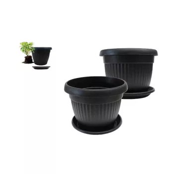 Virágcserép+Alátét Sara 30cm Antracit (6/#_210/rkl)