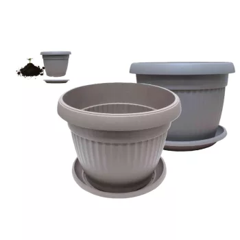 Virágcserép+Alátét Sara 30cm Mokka (6/#_210/rkl)