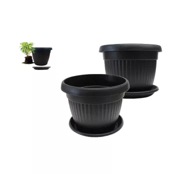 Virágcserép+Alátét Sara 36cm Antracit (6/#)