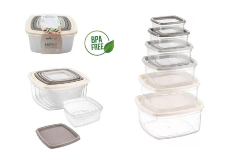 Tároló Doboz Szett Easybox Szögletes 6 Darabos (24/#)