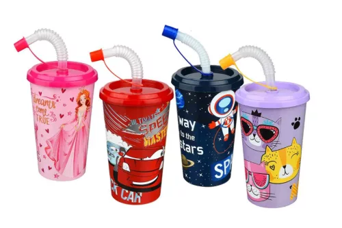 Pohár Szívószállal Dekoros 400ml TP513 (36/#)