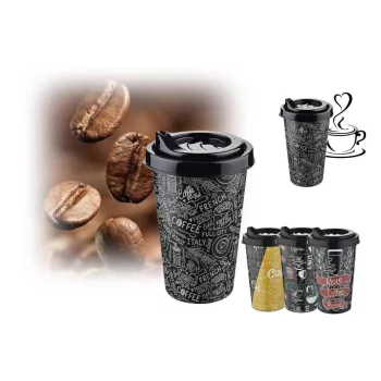 Kávéspohár Műanyag Dekoros 400ml TP514 (144/#)