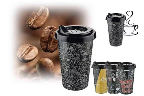 Kávéspohár Műanyag Dekoros 400ml TP514 (144/#)