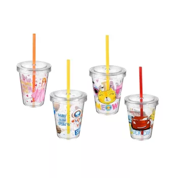 Pohár Szívószállal Víztiszta Dekoros 440ml TP554 (36/#)