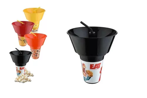 Popcorn Kosár+Pohár Szívószállal Egykezes TP564 (12/#)