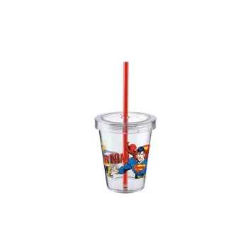   Pohár Szívószállal Víztiszta Superman 440ml TP554-51 (36/#)