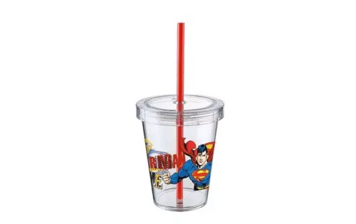 Pohár Szívószállal Víztiszta Superman 440ml TP554-51 (36/#)