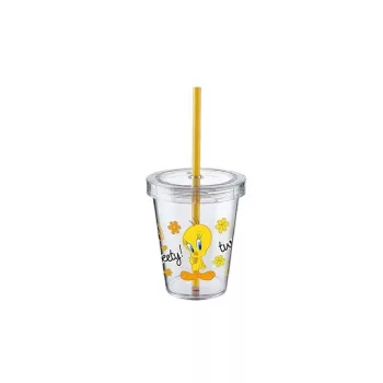  Pohár Szívószállal Víztiszta Tweety 440ml TP554-53 (36/#)