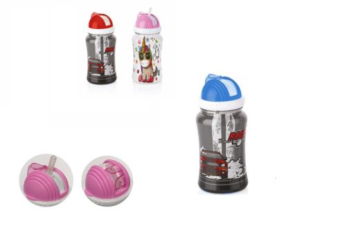 Kulacs Műanyag Szívószállal 400ml L-00500