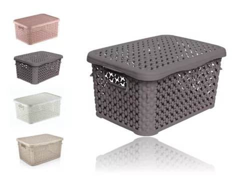 Coș cu vârf pătrat efect rattan 1,25 litri