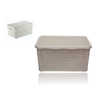 Coș cu vârf pătrat efect rattan 30 litri