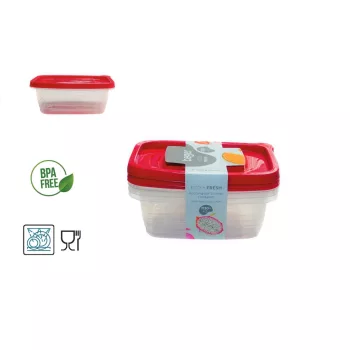   Ételes Tároló Doboz Szett Téglalap 3 Darabos 3*1130ml BG-658 (36/#)