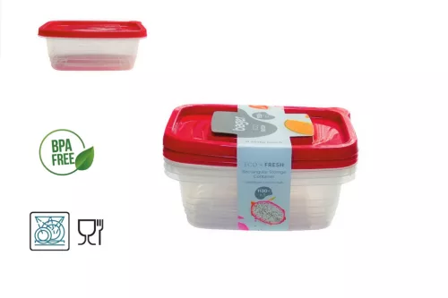 Ételes Tároló Doboz Szett Téglalap 3 Darabos 3*1130ml BG-658 (36/#)