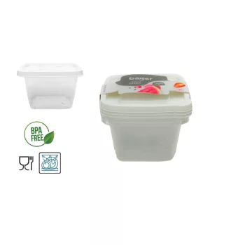   Ételes Tároló Doboz Szett Szögletes 3 Darabos 3*1360ml BG-660 (27/#)