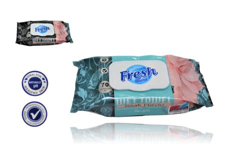 Nedves Törlőkendő Fresh World 70 Db P.H. 5.5 Virág Illattal Fliptop Zárókupakos