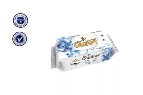 Nedves Törlőkendő My Comfort 100 Darabos Floral Paradise Fliptop Zárókupakos (24/#_840/rkl)