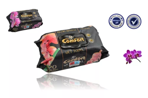 Nedves Törlőkendő My Comfort 120 Darabos Orchidea Illattal Alkohol Mentes Fliptop Zárókupakos (24/#_840/rkl)