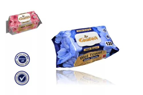 Nedves Törlőkendő My Comfort 120 Darabos Virág Illattal Alkohol Mentes Fliptop Zárókupakos (24/#_840/rkl)