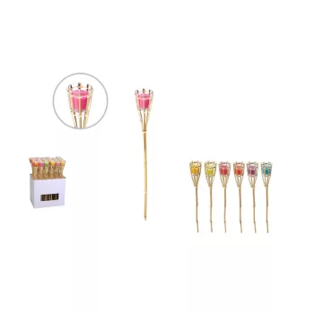   Torță Bambus 76cm cu Lumânare Citronella în Sticlă 420006080