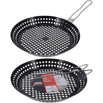   BBQ Grillező Serpenyő Fém Fogantyúval Lyukacsos Ø24cm C83500540 (12/#)