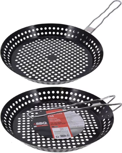 BBQ Grillező Serpenyő Fém Fogantyúval Lyukacsos Ø24cm C83500540 (12/#)