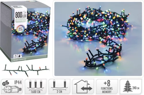 (Karácsony) Égősor 800 LED-es Színes 16 Méteres AX8510430 (6/#)