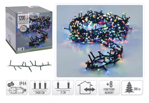 (Karácsony) Égősor 1200 LED-es Színes 24 Méteres AX8510450 (6/#)