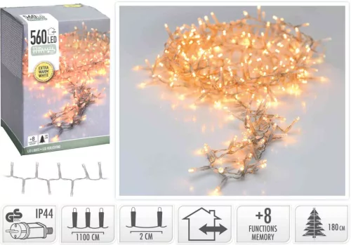 (Karácsony) Égősor 560 LED-es Meleg Fehér Átlátszó AX8511210 (10/#)