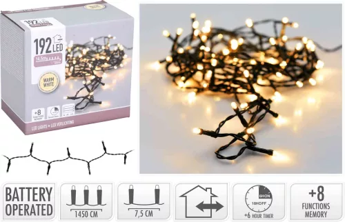 (Karácsony) Égősor 192 LED Meleg Fehér AX9810160 (18/#)