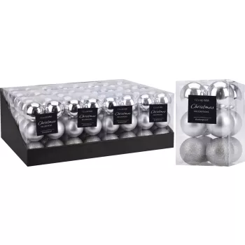   (Karácsony) Karácsonyfadísz Gömb 12*60mm Ezüst CAN204610 (12/gy_24/#)