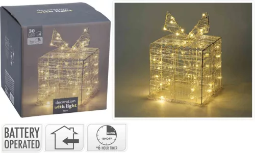(Karácsony) Ajándékdoboz Akril 15cm 30 LED-es AX8106550 (12/#)