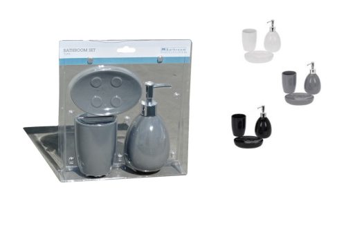 Set de baie Dolomite 3 buc (suport pentru săpun+cană+dozator săpun lichid)