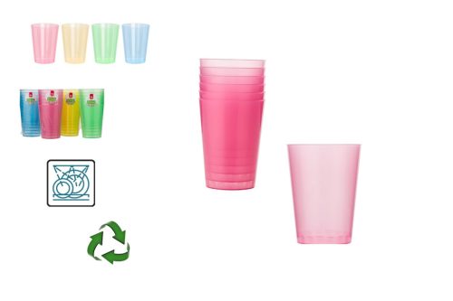 Party Pohár Vizes Műanyag Áttetsző Színes 280ml 6 Darabos 178000490