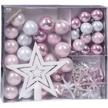   (Karácsony) Karácsonyfa Dísz Szett Vegyes 45 Darabos Pink CAN200890 (12/#)