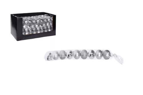 (Karácsony) Karácsonyfadísz Gömb 9*60mm Ezüst ACS100510 (30/gy_60/#)