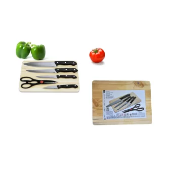   Set bucatarie 6 piese (4 buc cutit+foarfece+tabla lemn 29*20cm)