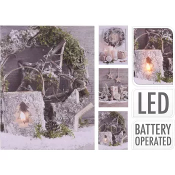 (Karácsony) Vászon 15*20cm LED ANB001000 (24/gy_48/#)