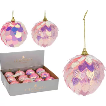   (Karácsony) Karácsonyfadísz Gömb Pikkelyes Pink CAA125120 (12/gy_48/#)