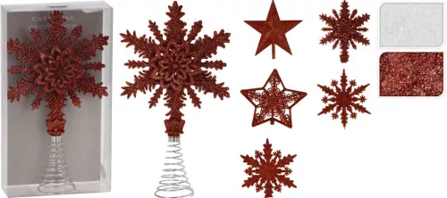 (Karácsony) Csúcsdísz Csillag 20cm Glitteres AWR204650 (10/gy_40/#)