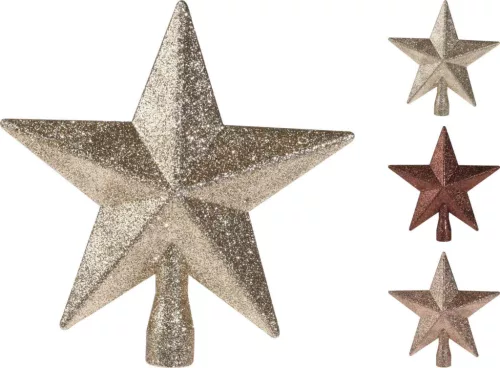(Karácsony) Csúcsdísz Csillag 20cm Glitteres CAA113670 (12/gy_24/#)