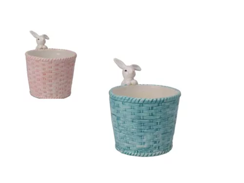(Húsvét) Kosár Nyuszi Figurával Porcelán 252980080 (3/gy_24/#)