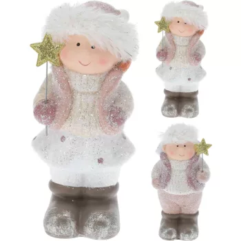   (Karácsony) Lányka / Fiú Figura Csillagszóróval 16cm ALX617170 (6/gy_24/#)