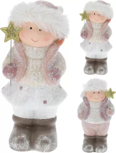 (Karácsony) Lányka / Fiú Figura Csillagszóróval 16cm ALX617170 (6/gy_24/#)
