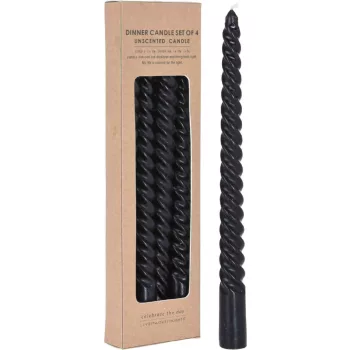   (Karácsony) Gyertya Csavart 4 Darabos Fekete ACC696060 (36/#)