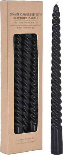 (Karácsony) Gyertya Csavart 4 Darabos Fekete ACC696060 (36/#)