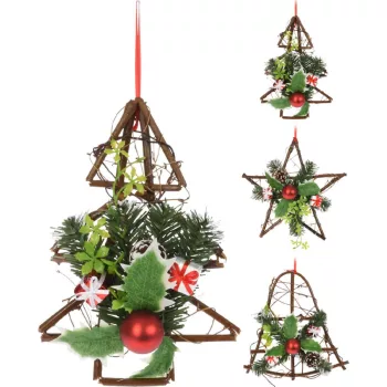   (Karácsony) Függő Dekoráció Rattan 25cm AKB003640 (12/gy_24/#)