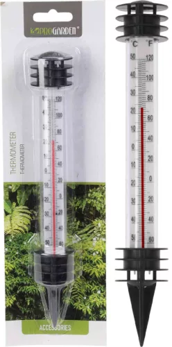 Hőmérő Kültéri Földbe Szúrható Fekete 3,5*23cm C22956690 (12/gy_48/#)