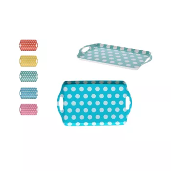   Tava melaminata alb buline colorat decorativ 38*23cm 177601240