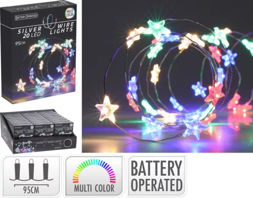 (Karácsony) Fényhuzal Csillag 20 LED Színes AX9732650 (24/gy_48/#)