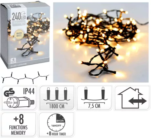 (Karácsony) Égősor 240 LED Meleg Fehér Kültéri AX8451140 (12/#)